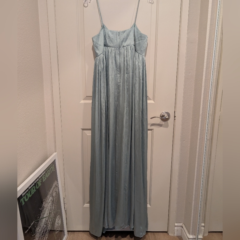 BHLDN Sachin & Babi Jessica Crinkled Georgette Deep Jade Gown Size 6 - Picture 4 of 8